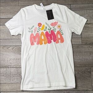 Bella Canvas T-Shirt - White with Floral Mama Design